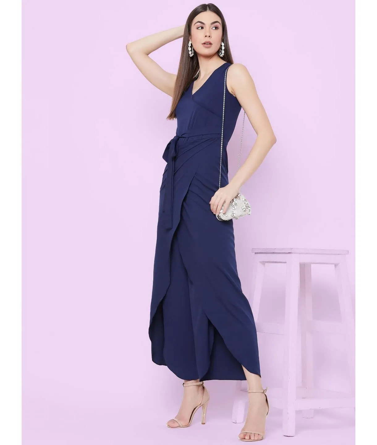 Plus Tulip Style Wrap Jumpsuit