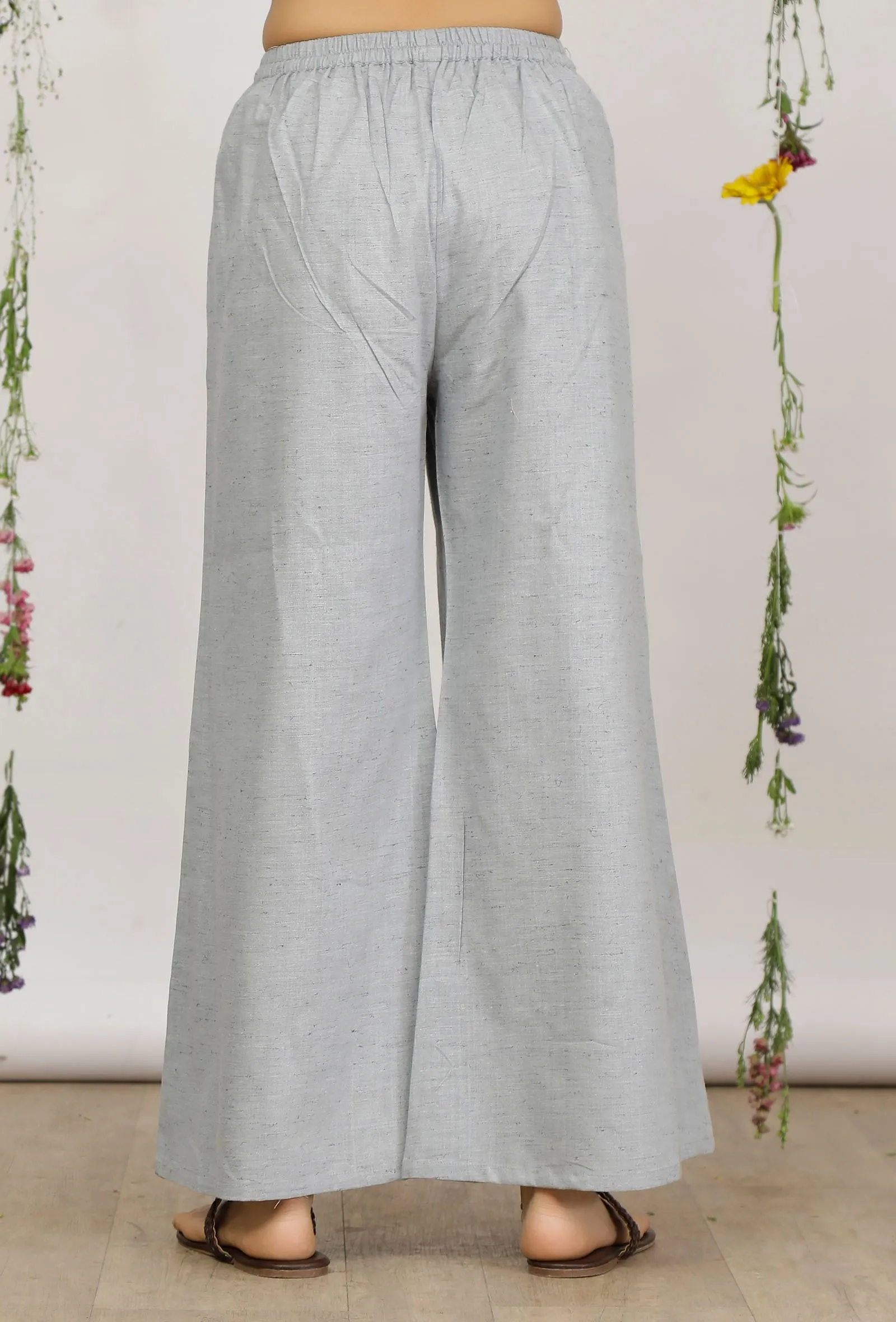 Powder Blue Cotton Khaadi Flared Pants