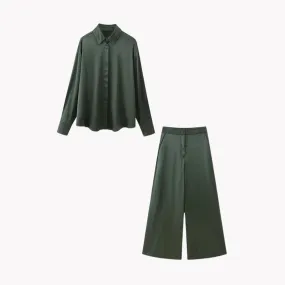 Pre Order:  Green Classic Top and Pants Set