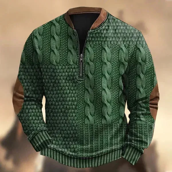 Printed Men's 3D Half Placket Zipper Sweatshirt Pullover