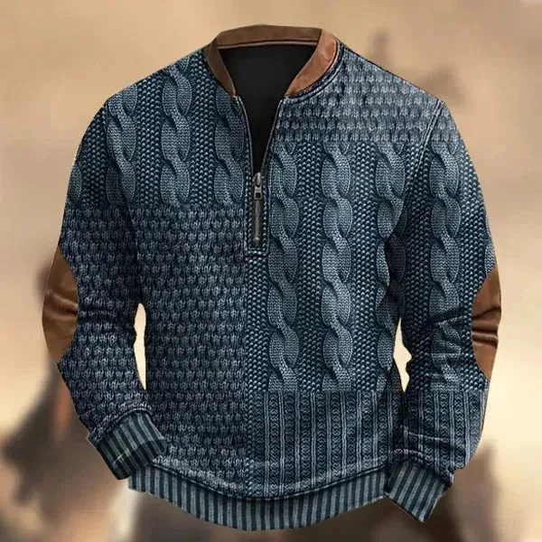 Printed Men's 3D Half Placket Zipper Sweatshirt Pullover