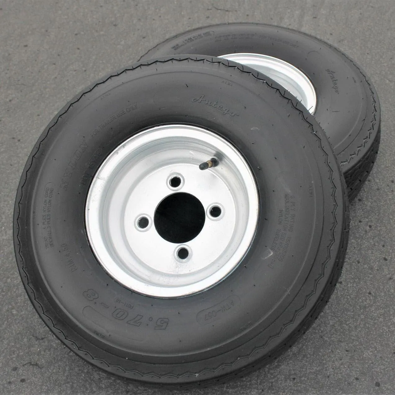 Qty: 1 Antego Trailer Tire On Rim 570-8 5.70-8 Load C 4 Lug Galvanized Wheel