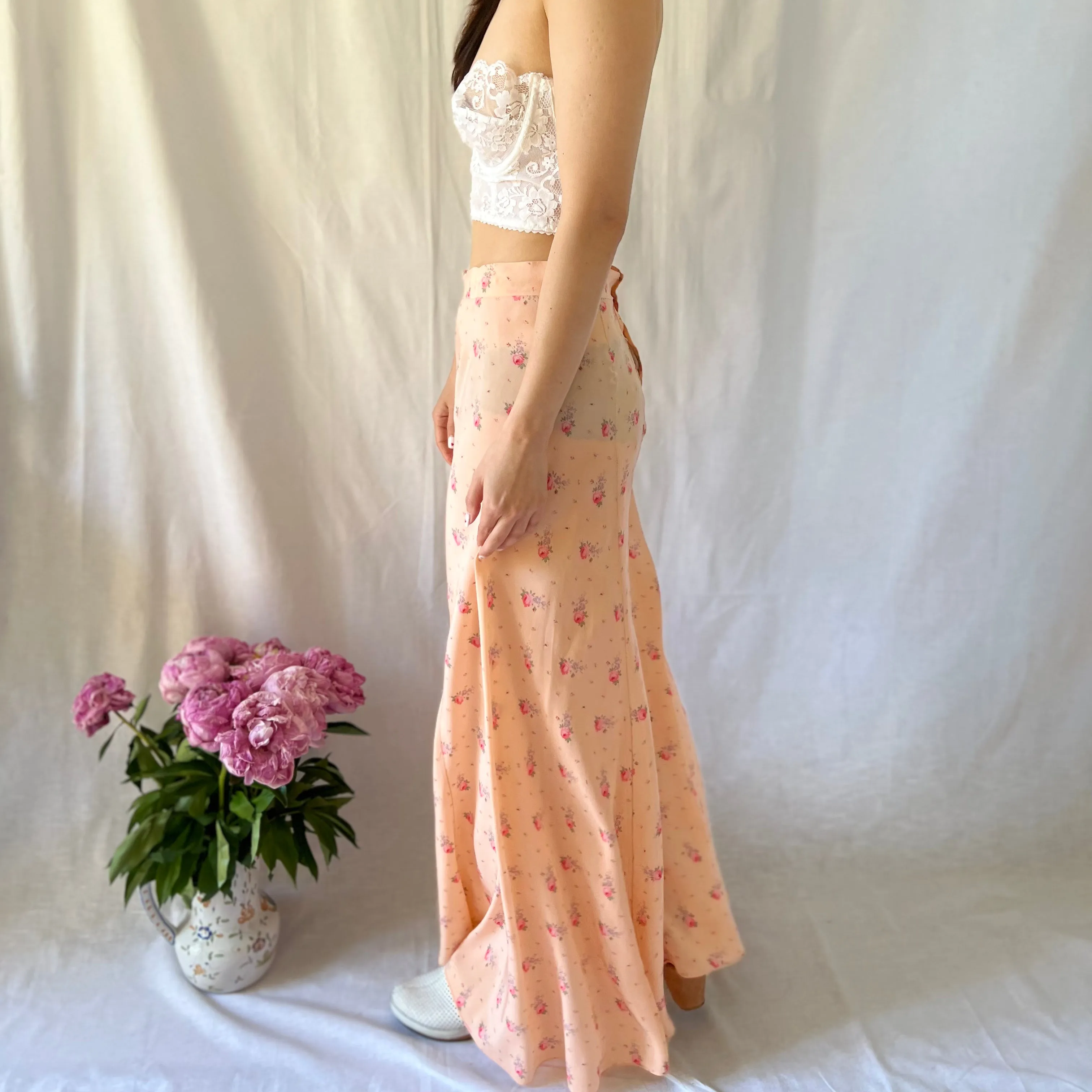 Rare 1930s silk floral palazzo pants