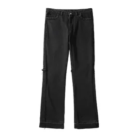 Relax fit deconstructed jeans with zipper cuff