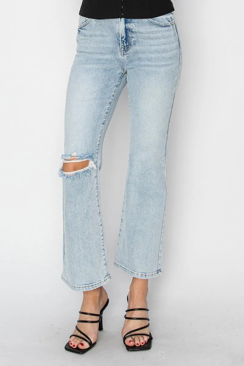 Risen Jeans - High Rise Distressed Ankle Flare Jeans - RDP5696L