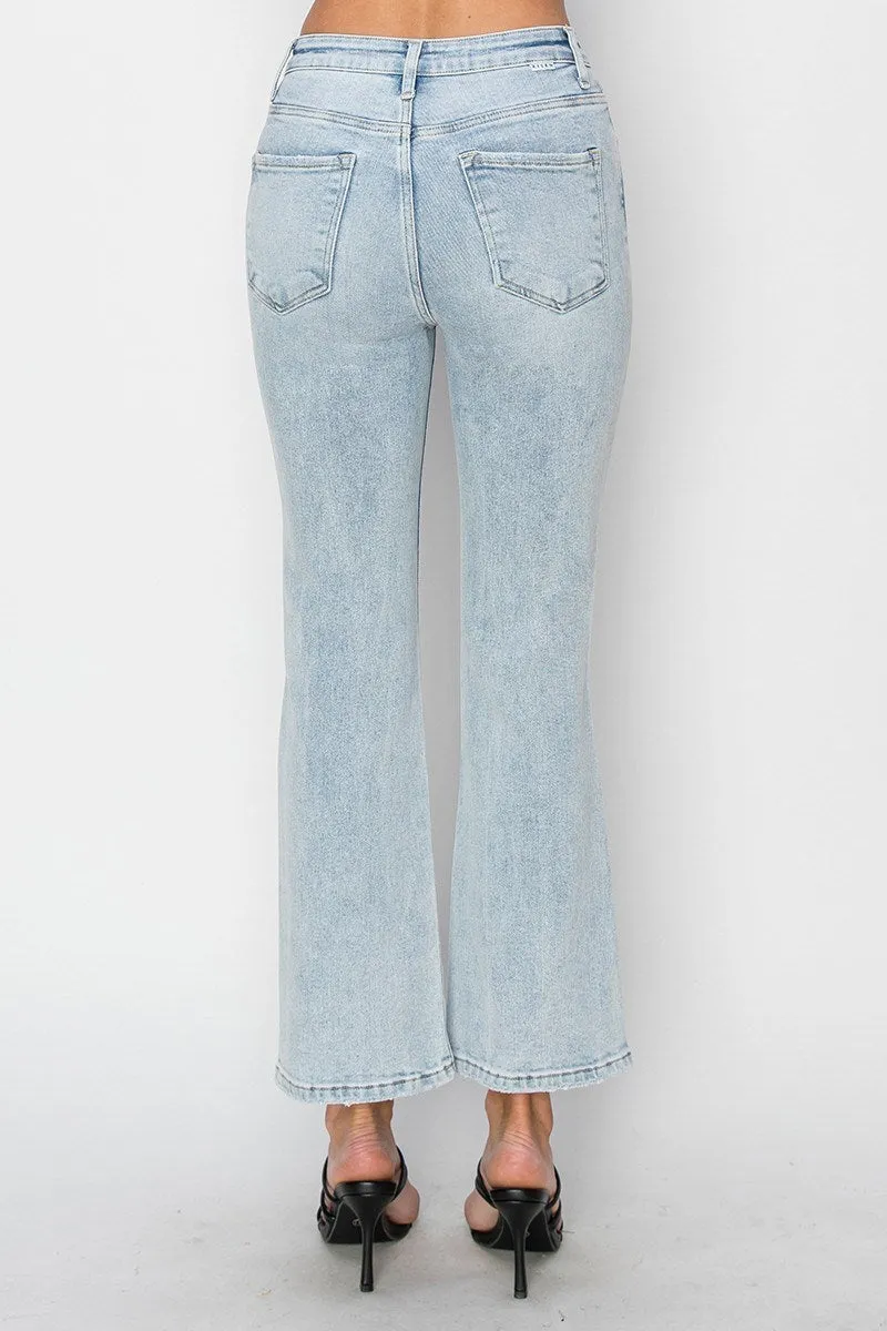 Risen Jeans - High Rise Distressed Ankle Flare Jeans - RDP5696L