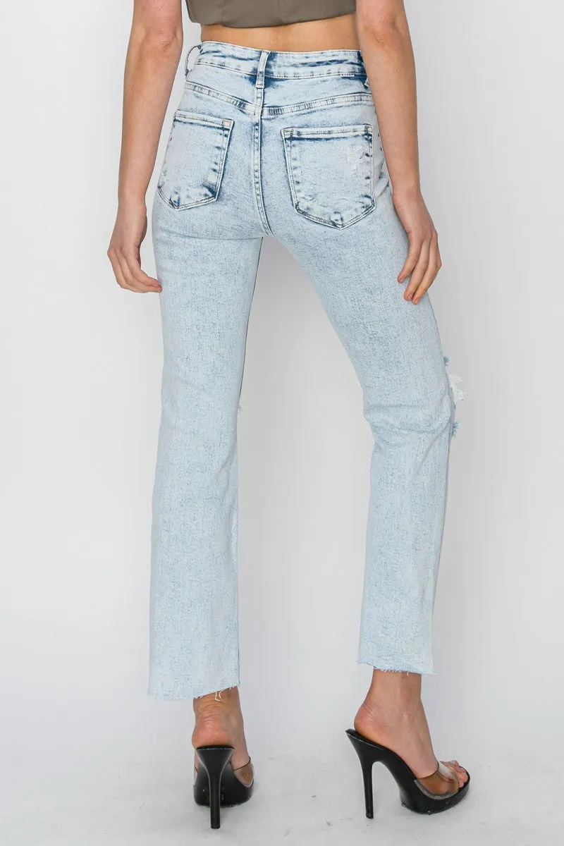 Risen Jeans - High Rise Knee Distressed Ankle Jeans - RDP5756