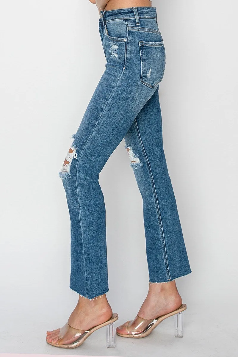 Risen Jeans - High Rise Knee Distressed Ankle Jeans - RDP5756