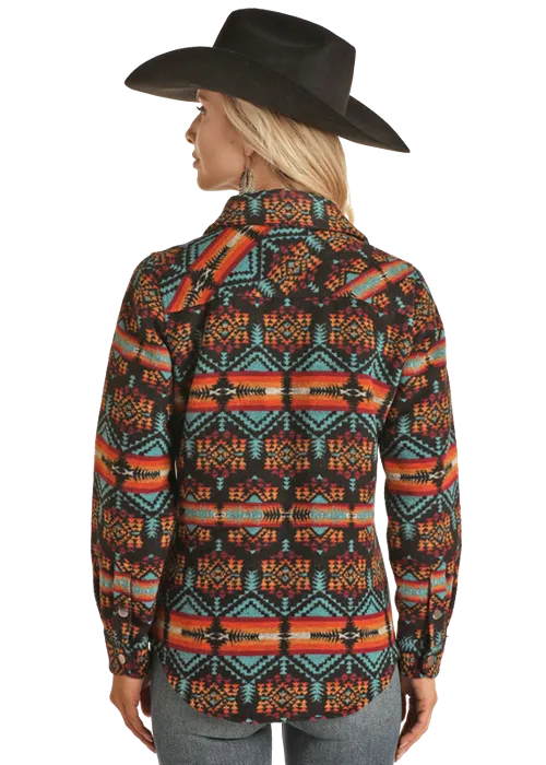 Rock & Roll Women Wool Aztec Shirt Jacket