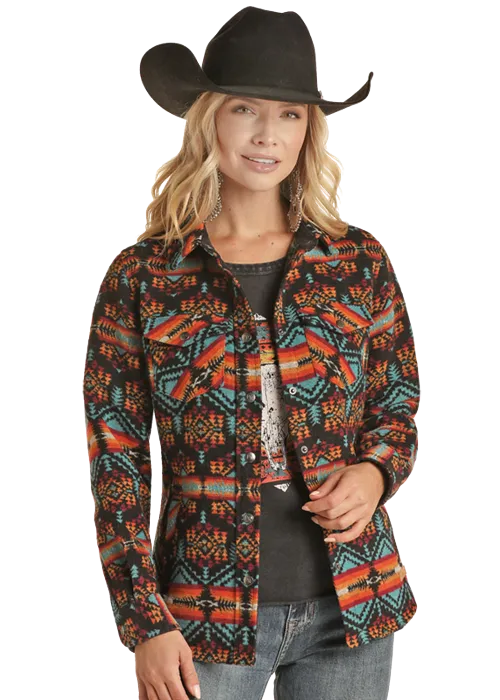 Rock & Roll Women Wool Aztec Shirt Jacket