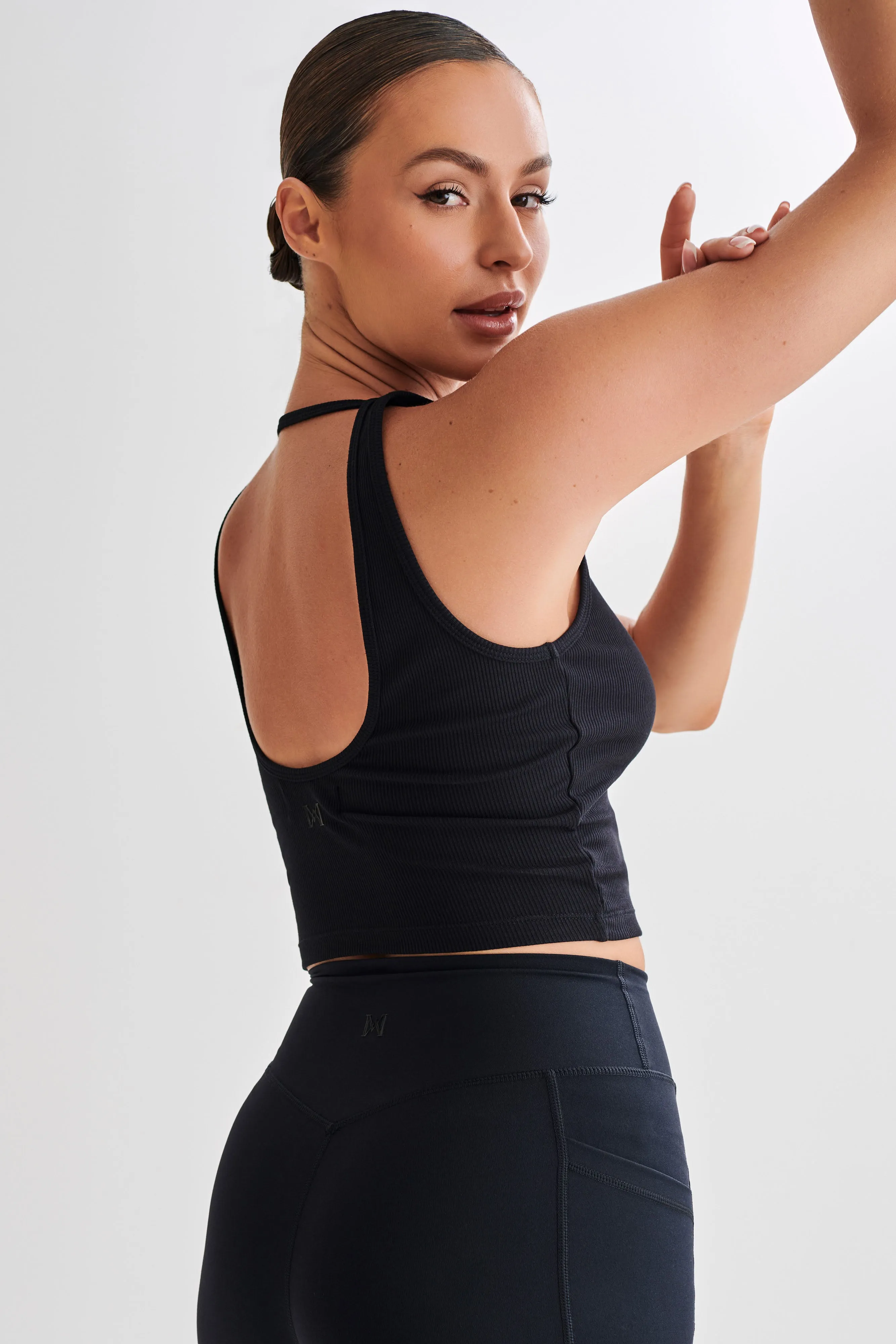 Rory Ribbed Yoga Top - Black