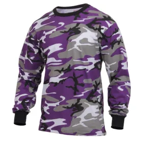 Rothco Mens Long Sleeve Colored Camo T-Shirt - Ultra Violet Camo - Size 3XL