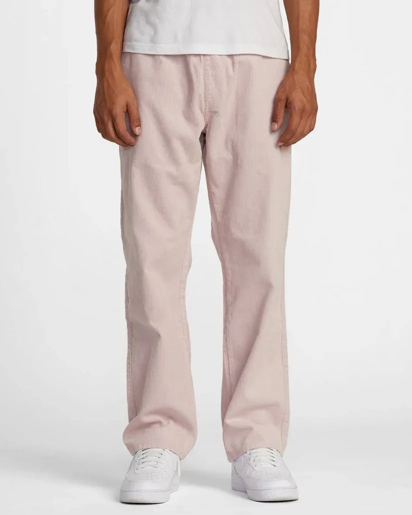 RVCA "Americana" Elastic Waist Corduroy Pants - Pale Mauve