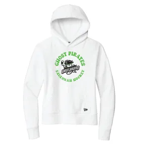 Savannah Ghost Pirates Ladies New Era White Comeback Fleece Pullover Hoodie