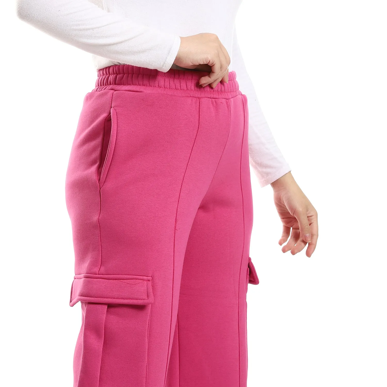 Side Pockets Elastic Waist Pants