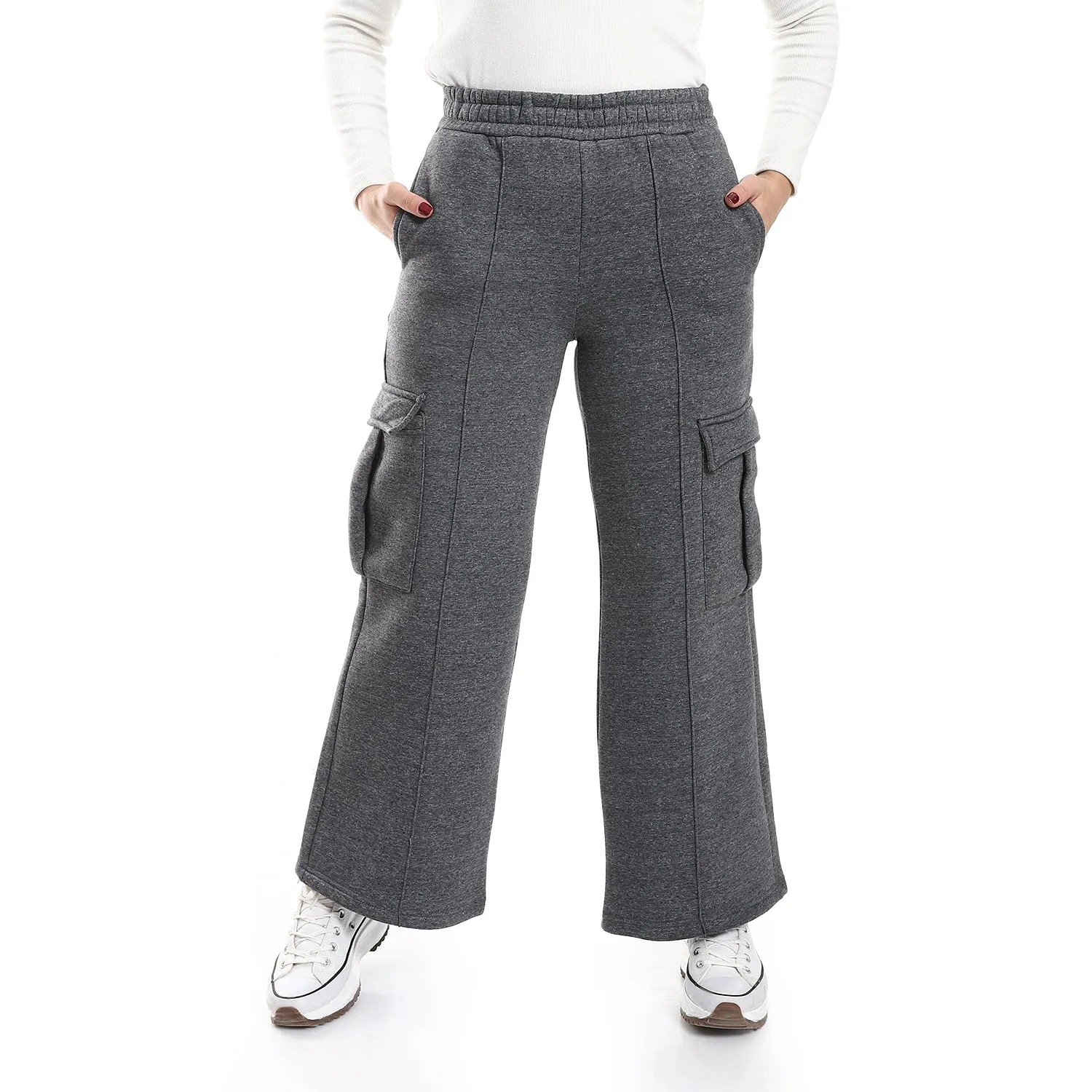 Side Pockets Elastic Waist Pants