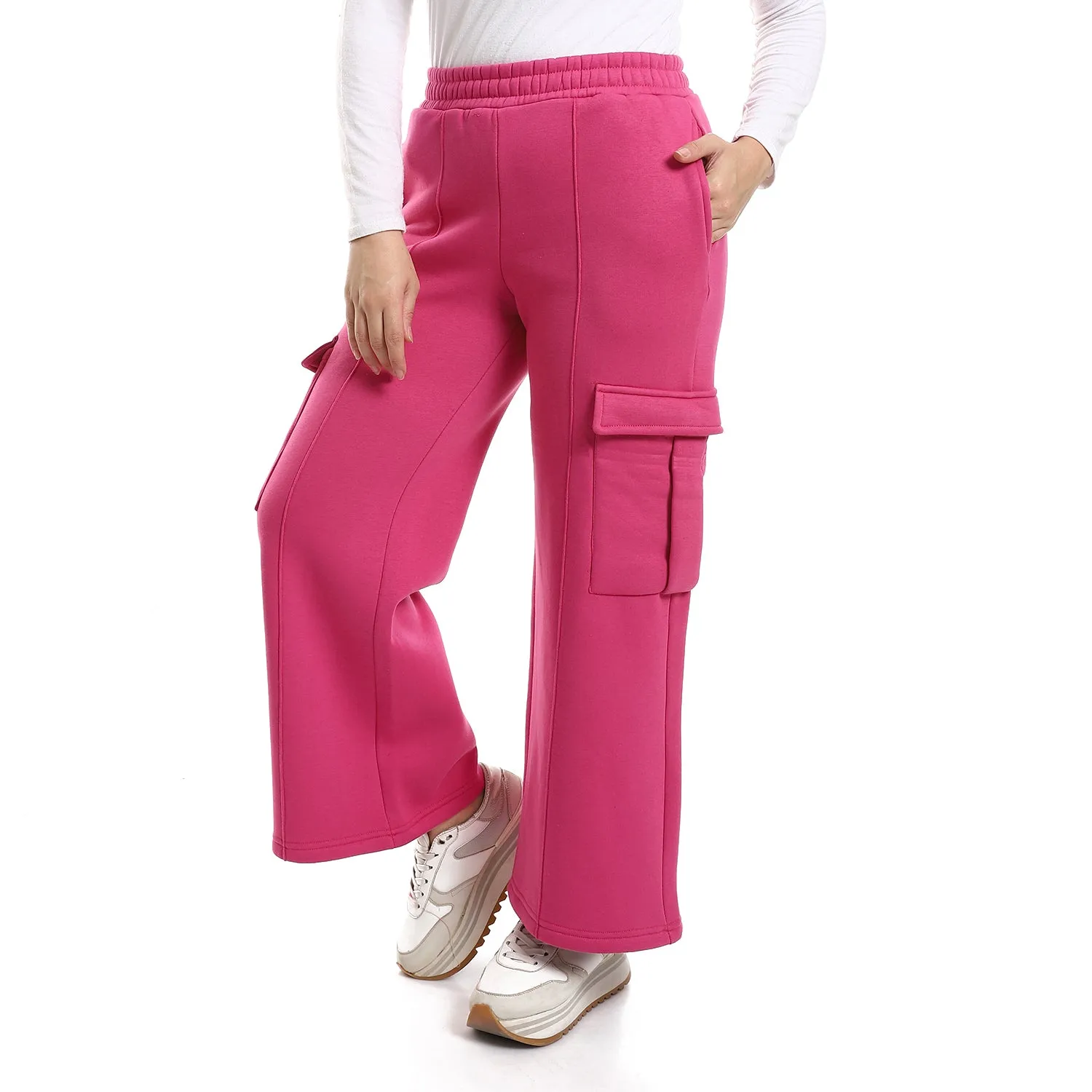 Side Pockets Elastic Waist Pants