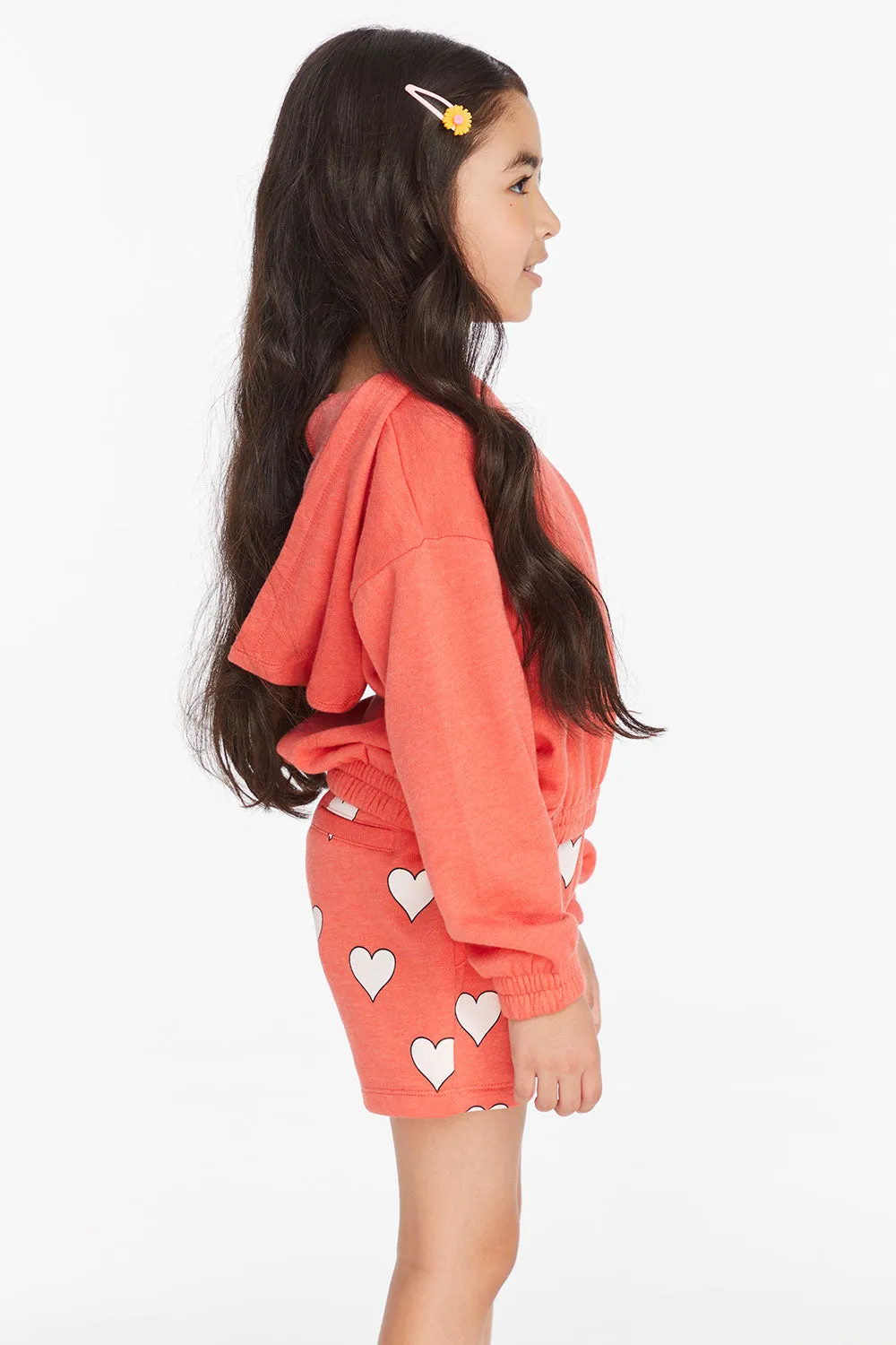 Smiley Flower & Hearts Girls Pullover Hoodie