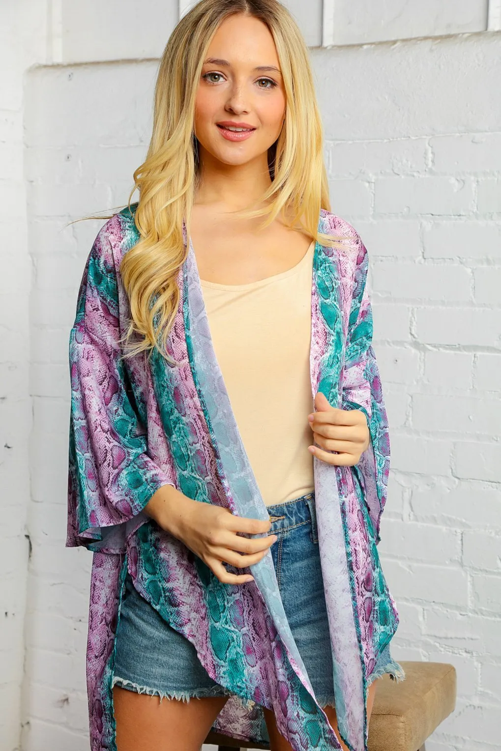 Snake Print Kimono Jacket