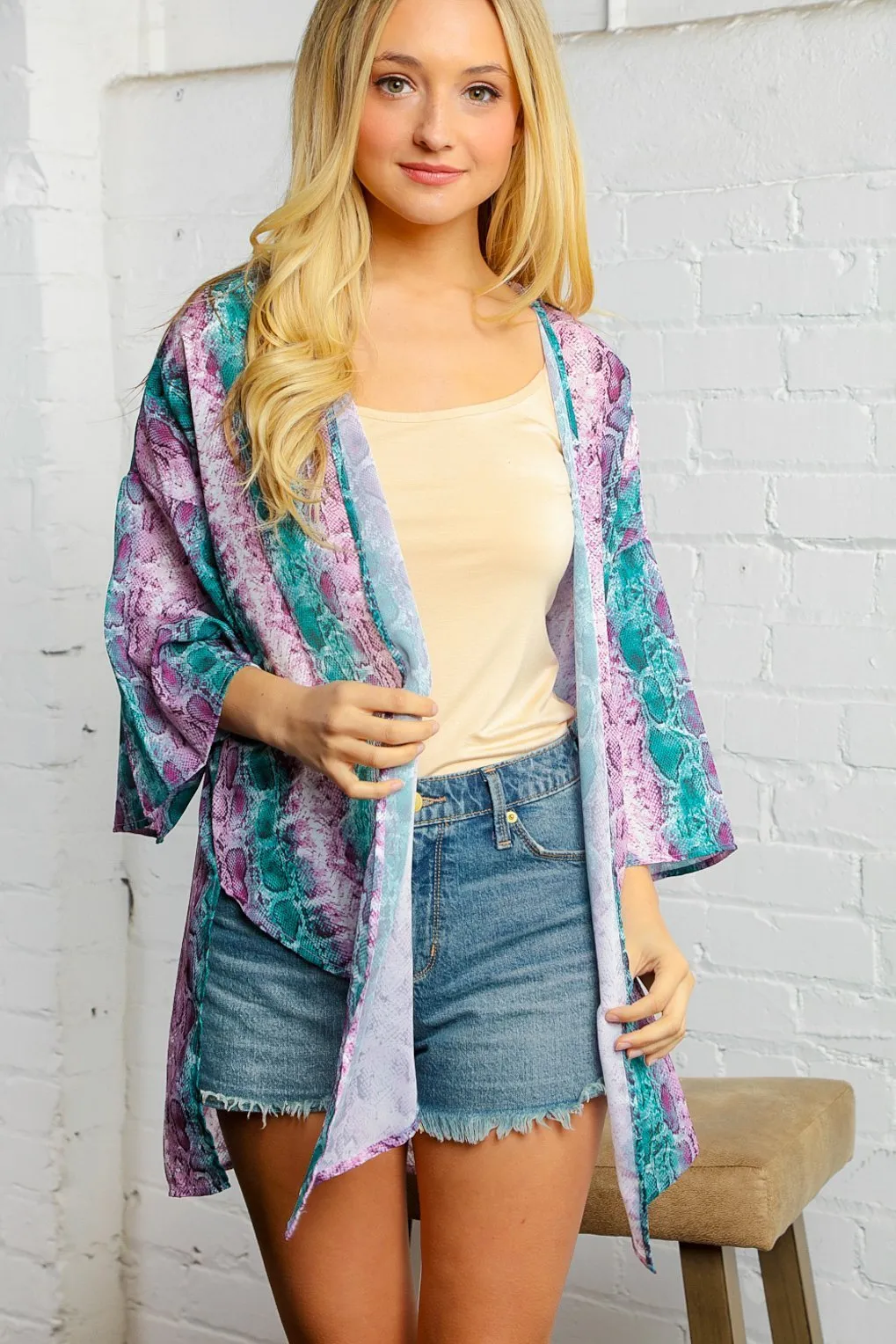 Snake Print Kimono Jacket