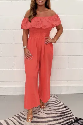 Solid color lace jumpsuit