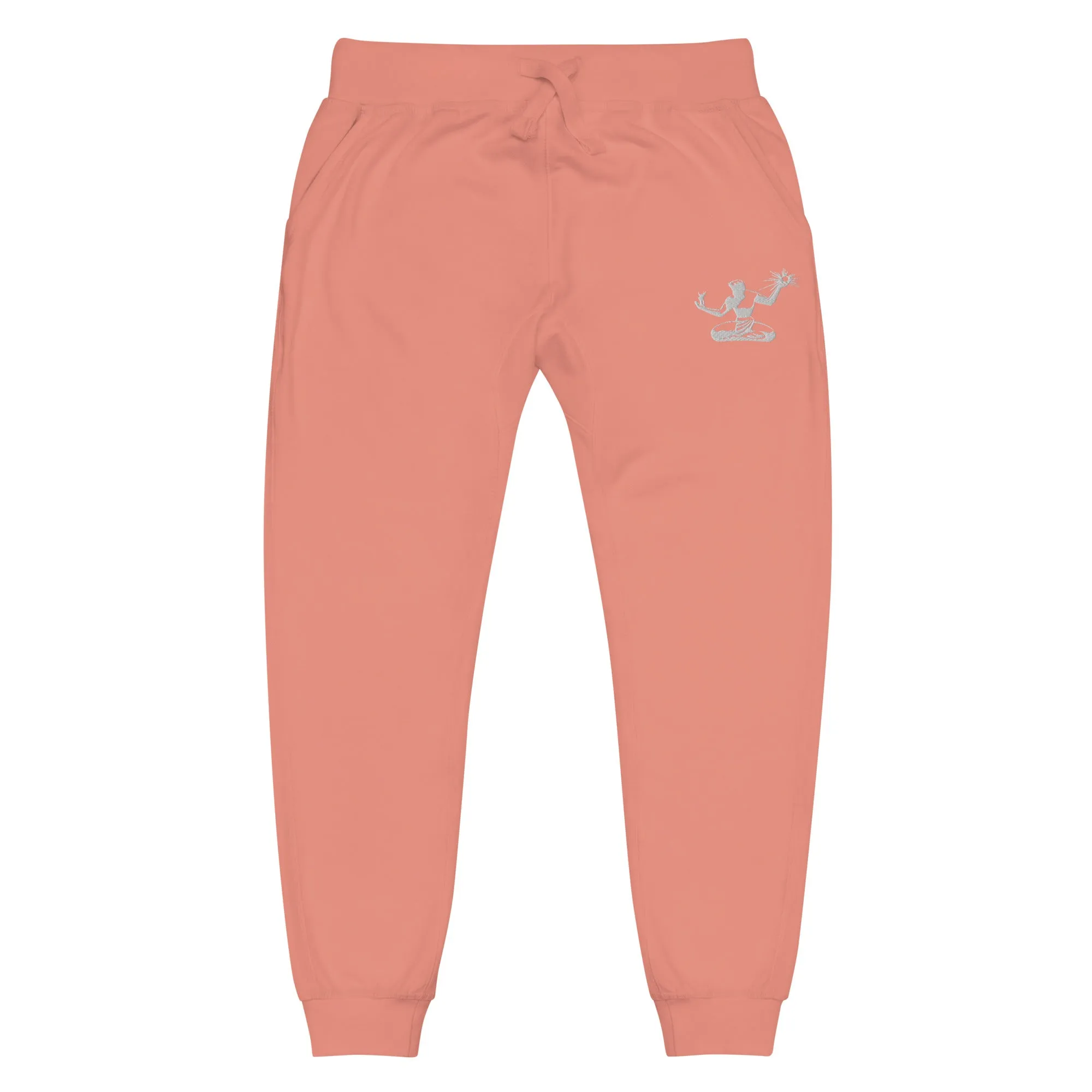 Spirit of Detroit Premium Embroidered Unisex Fleece Sweatpants - Mauve / White