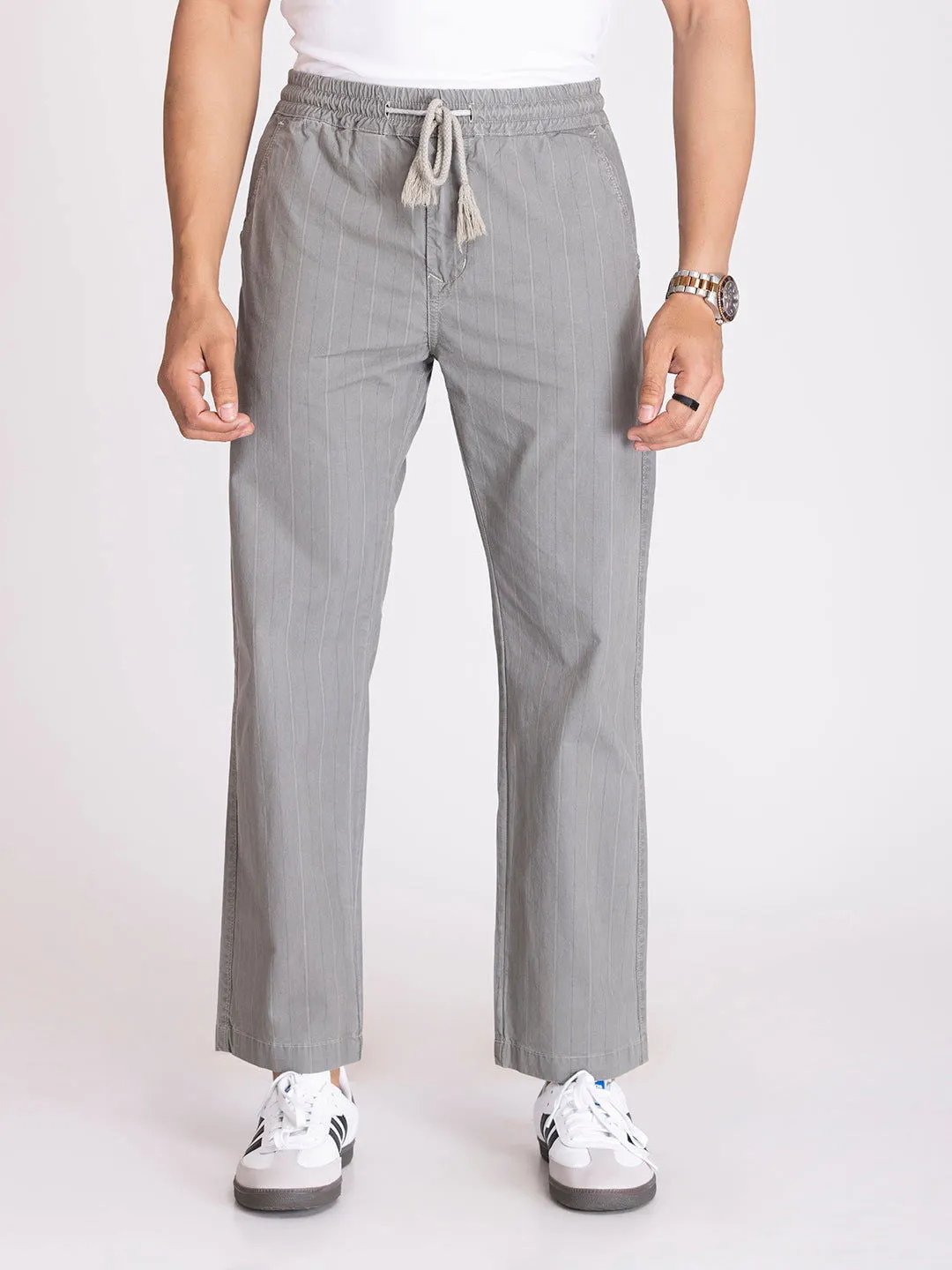 Striped Drawstrings chinos