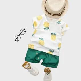 Summer Short-sleeved Suit Kids T-shirt Clothes Kids Shorts Two-piece Suit