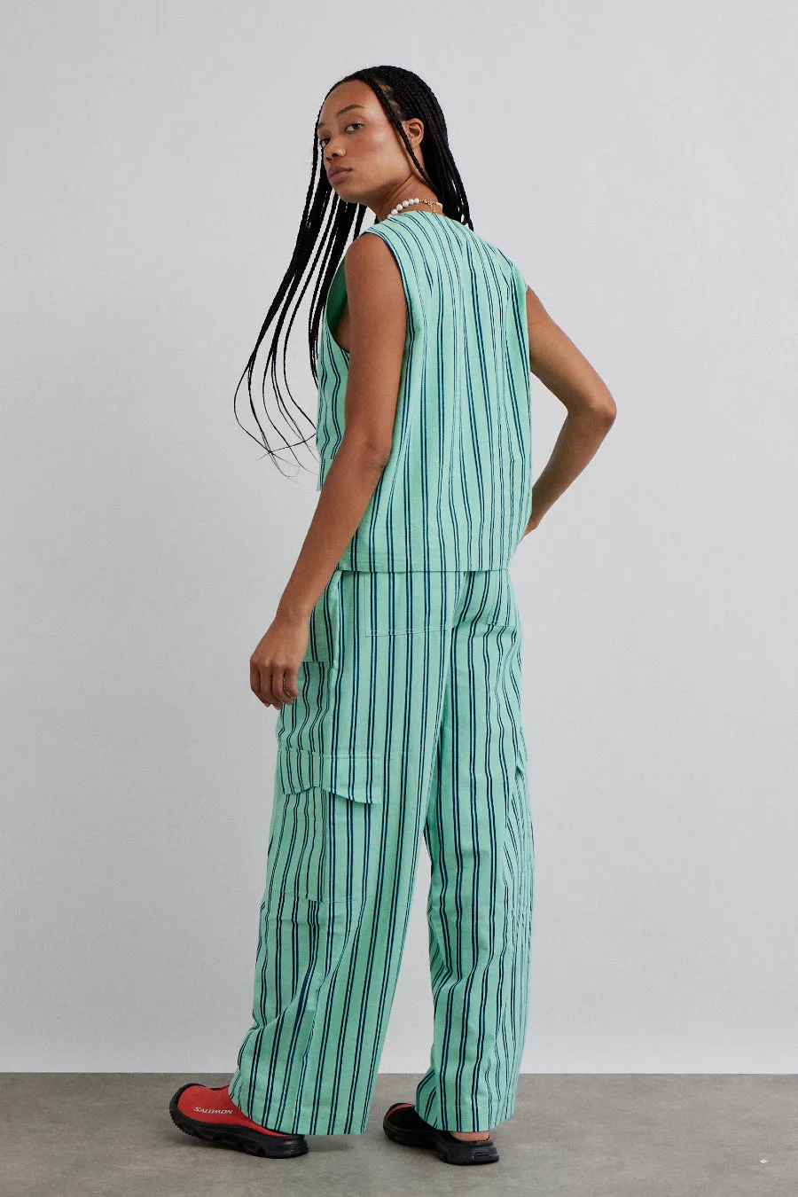 sydney coastal cargo pants - mint stripe