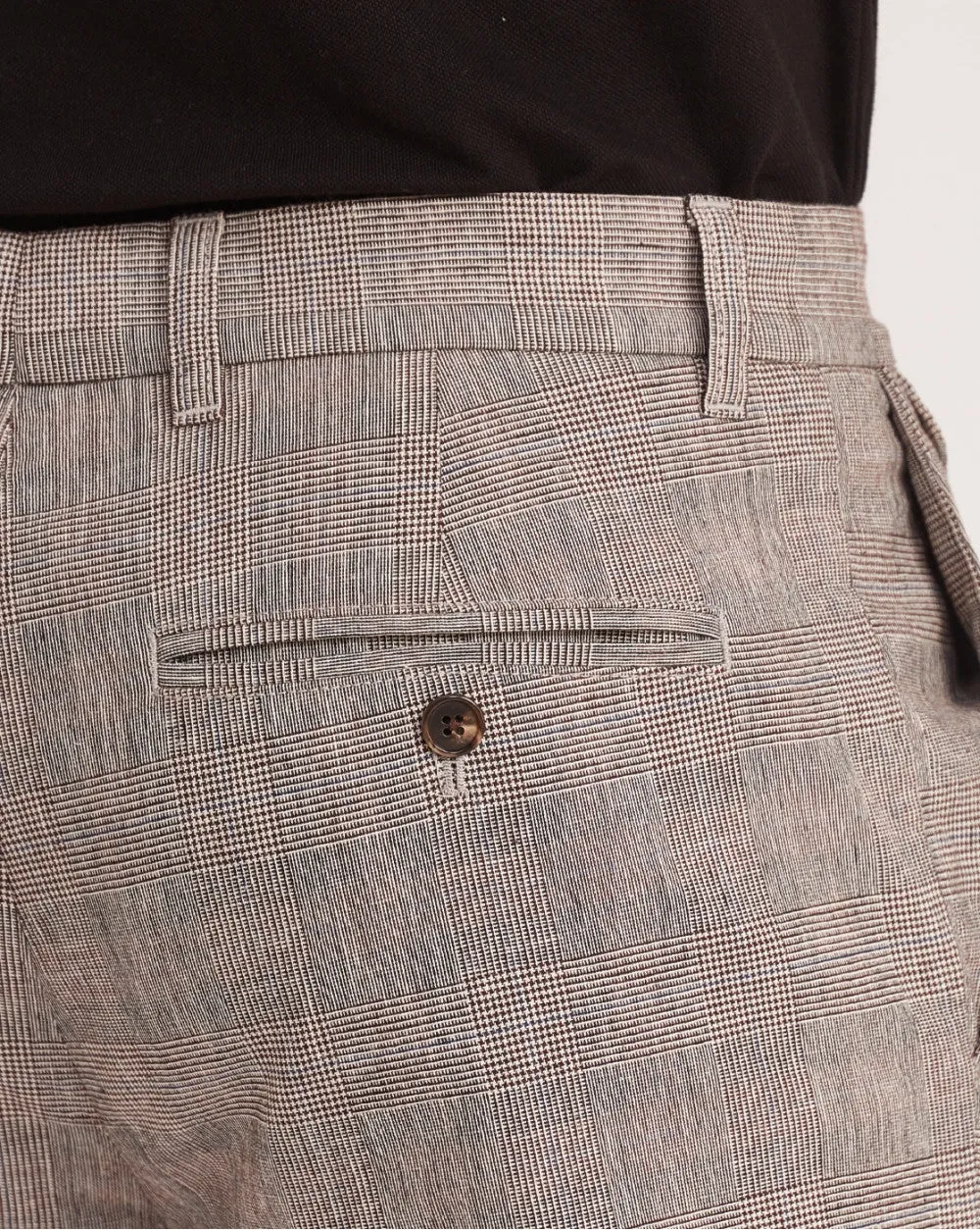 Tapered Fit Pleated Plaid Chinos - Shadow Checks