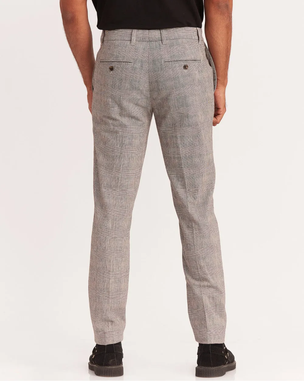 Tapered Fit Pleated Plaid Chinos - Shadow Checks