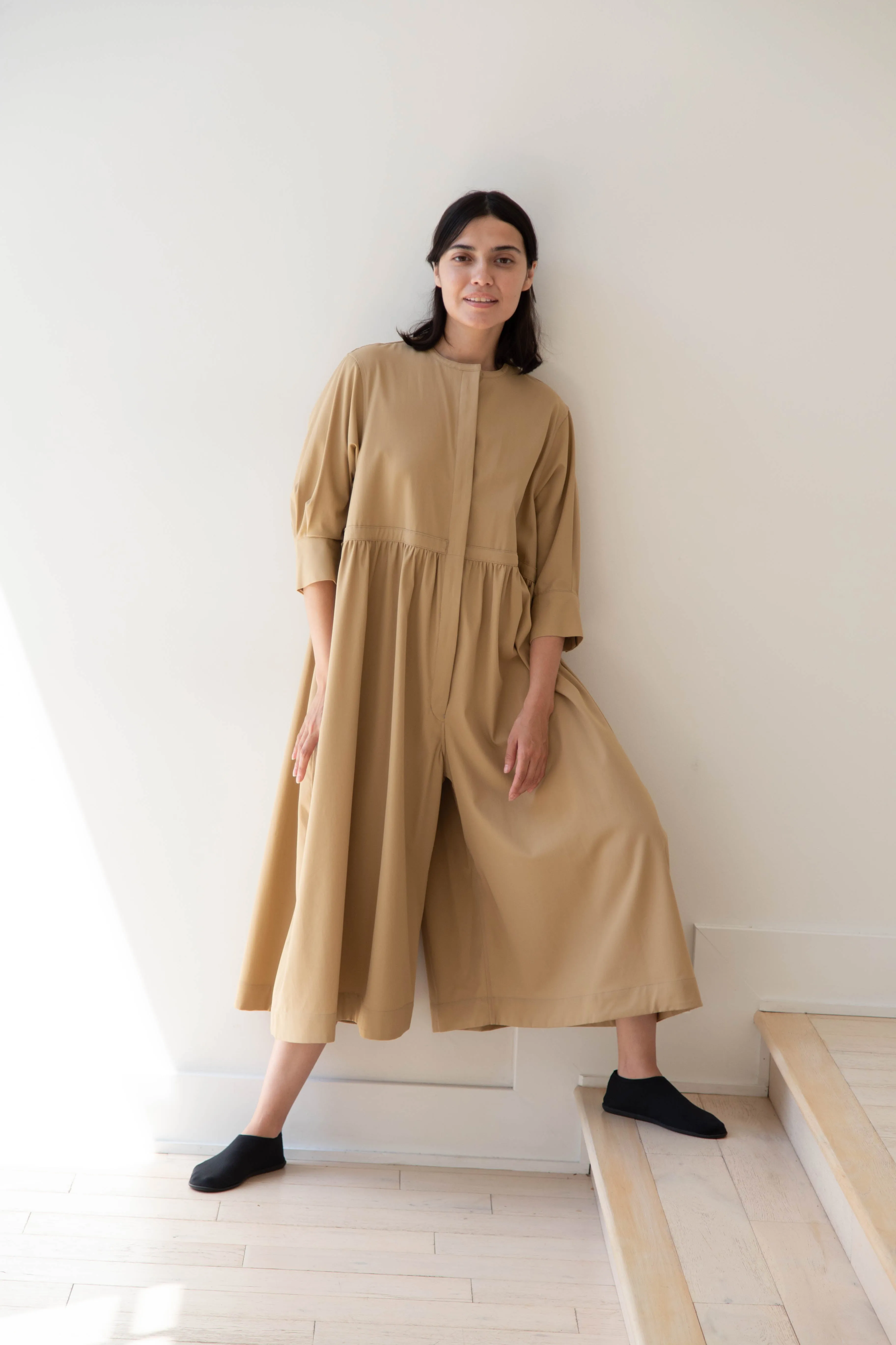 Tenne Handcrafted Modern | Waist String Jumpsuit In Camel