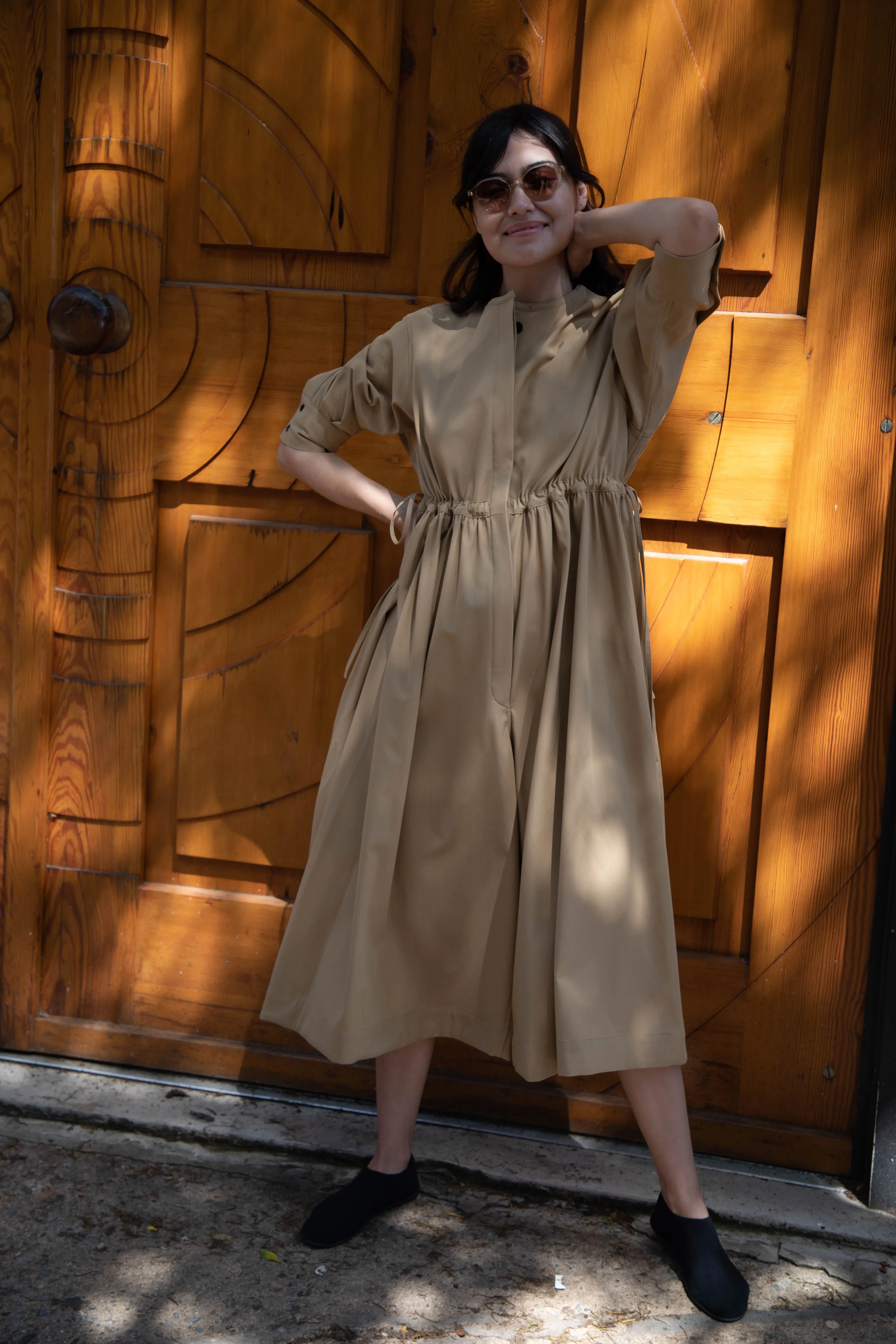 Tenne Handcrafted Modern | Waist String Jumpsuit In Camel