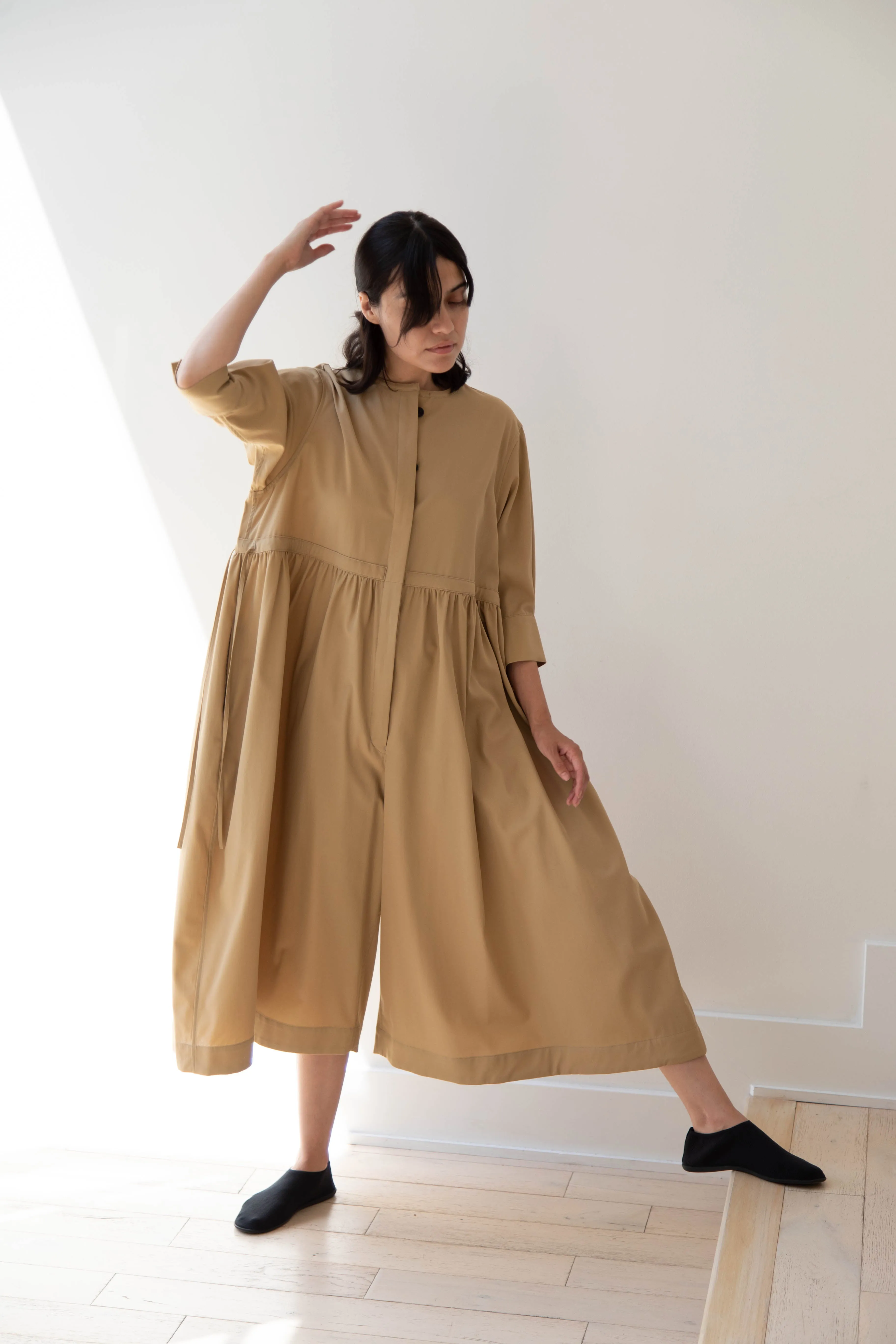 Tenne Handcrafted Modern | Waist String Jumpsuit In Camel