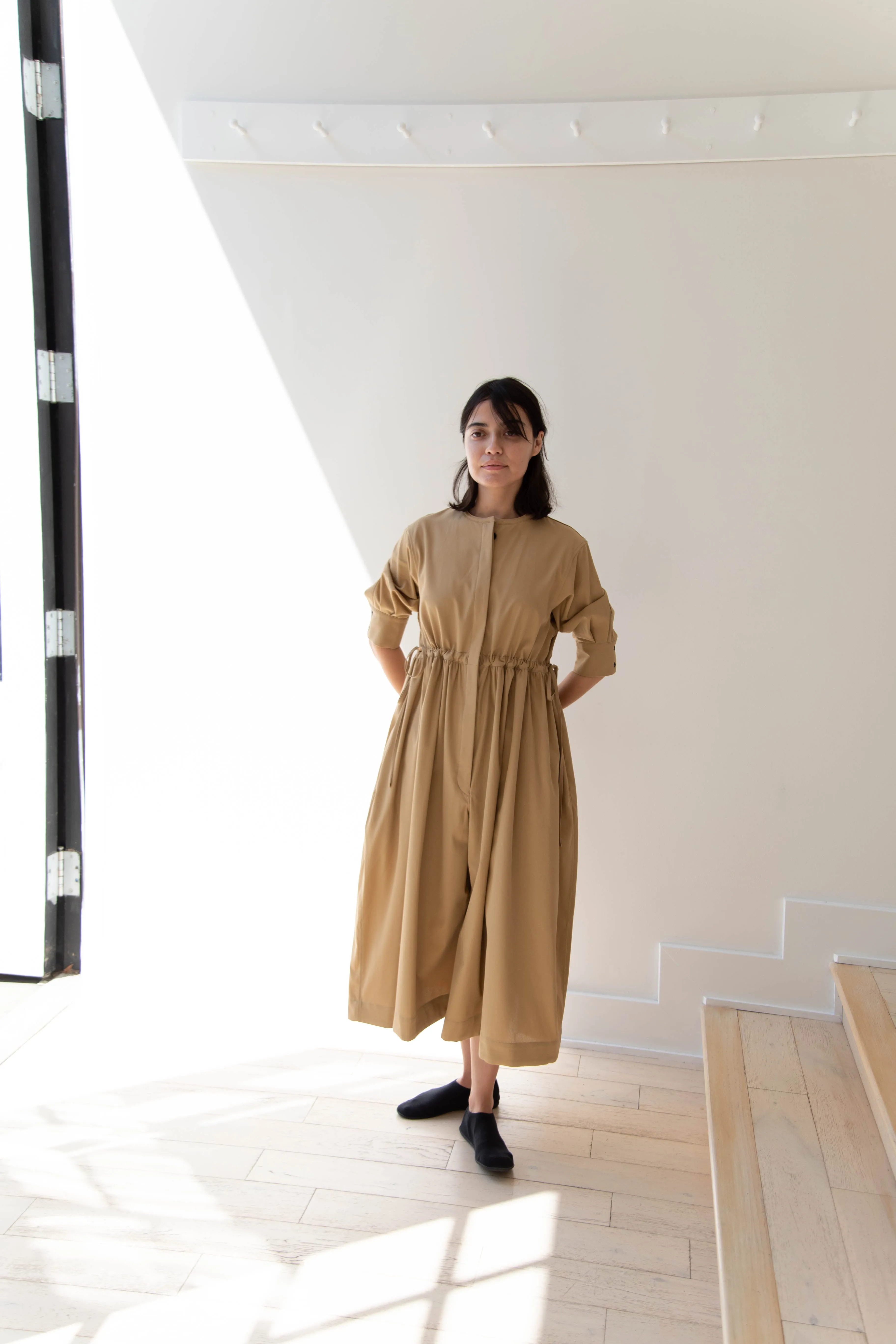 Tenne Handcrafted Modern | Waist String Jumpsuit In Camel