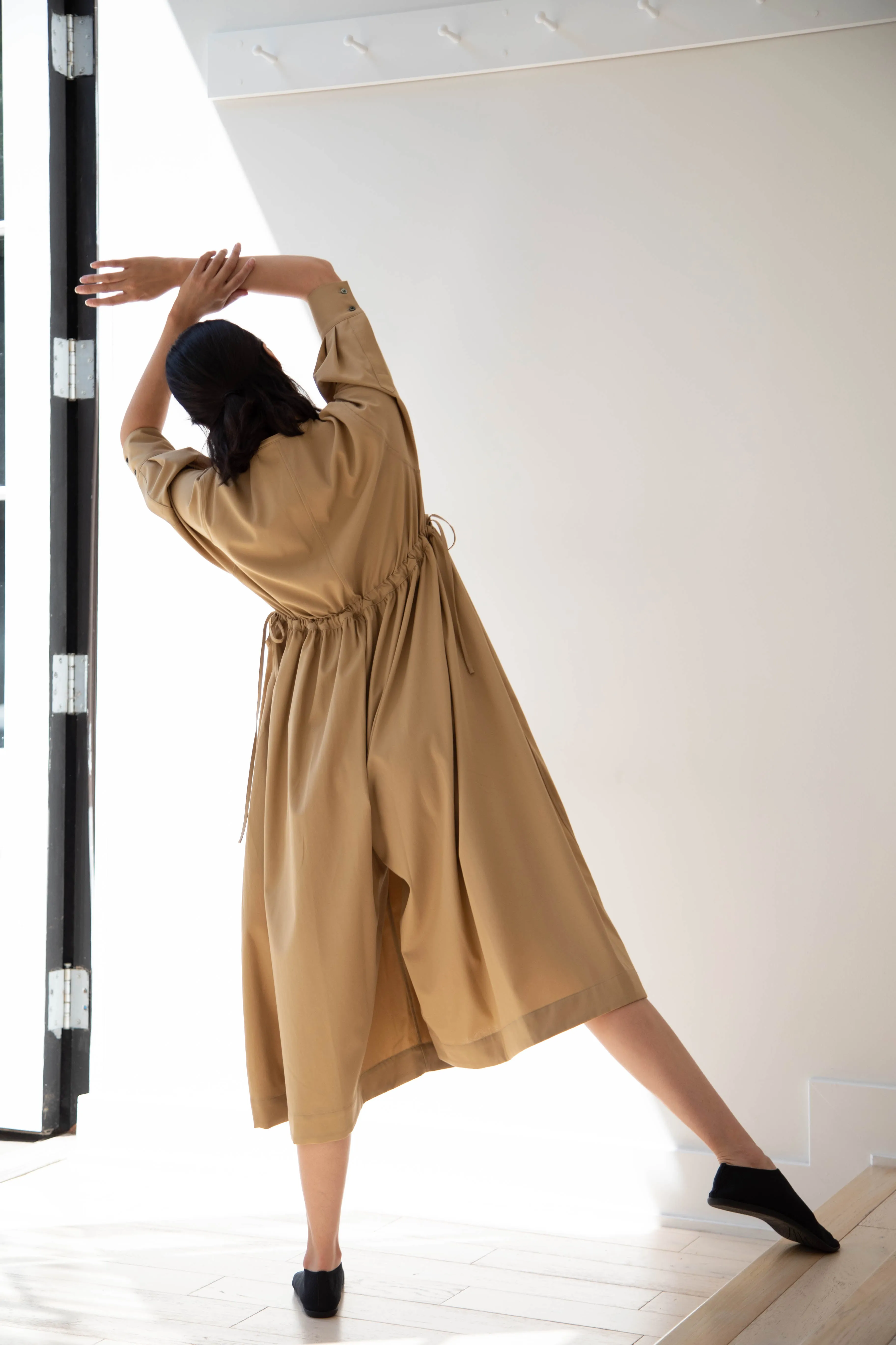 Tenne Handcrafted Modern | Waist String Jumpsuit In Camel