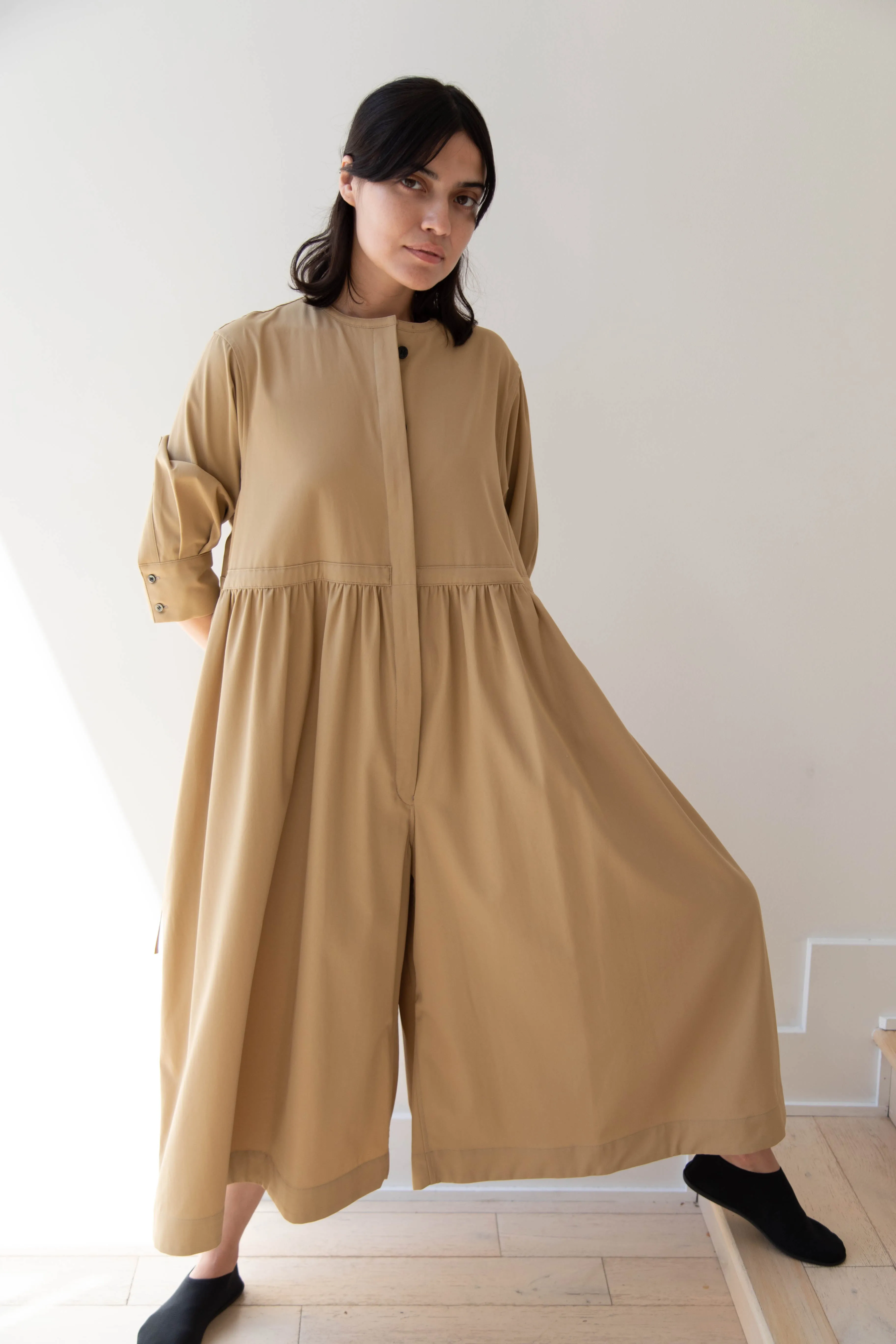 Tenne Handcrafted Modern | Waist String Jumpsuit In Camel