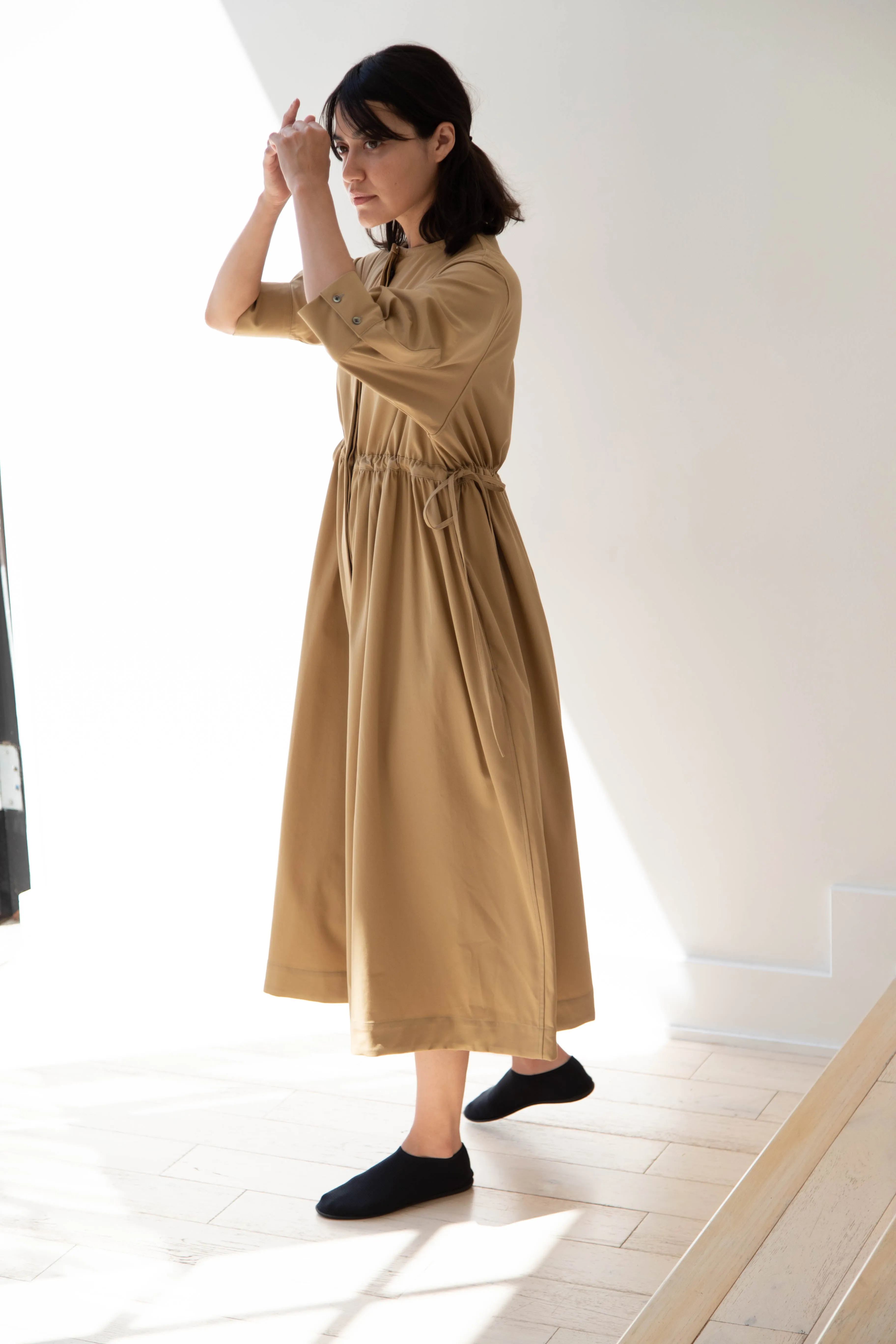 Tenne Handcrafted Modern | Waist String Jumpsuit In Camel