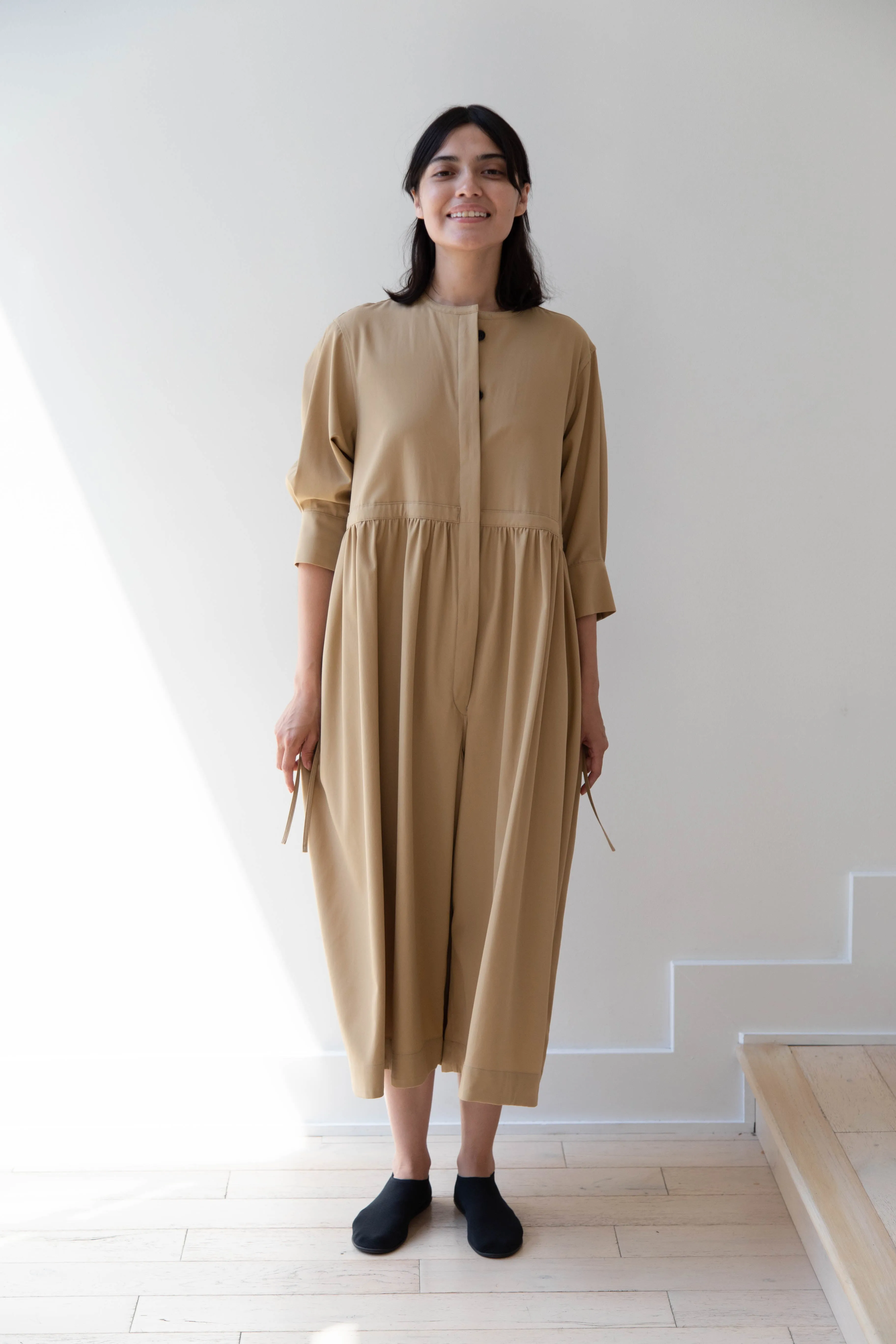 Tenne Handcrafted Modern | Waist String Jumpsuit In Camel