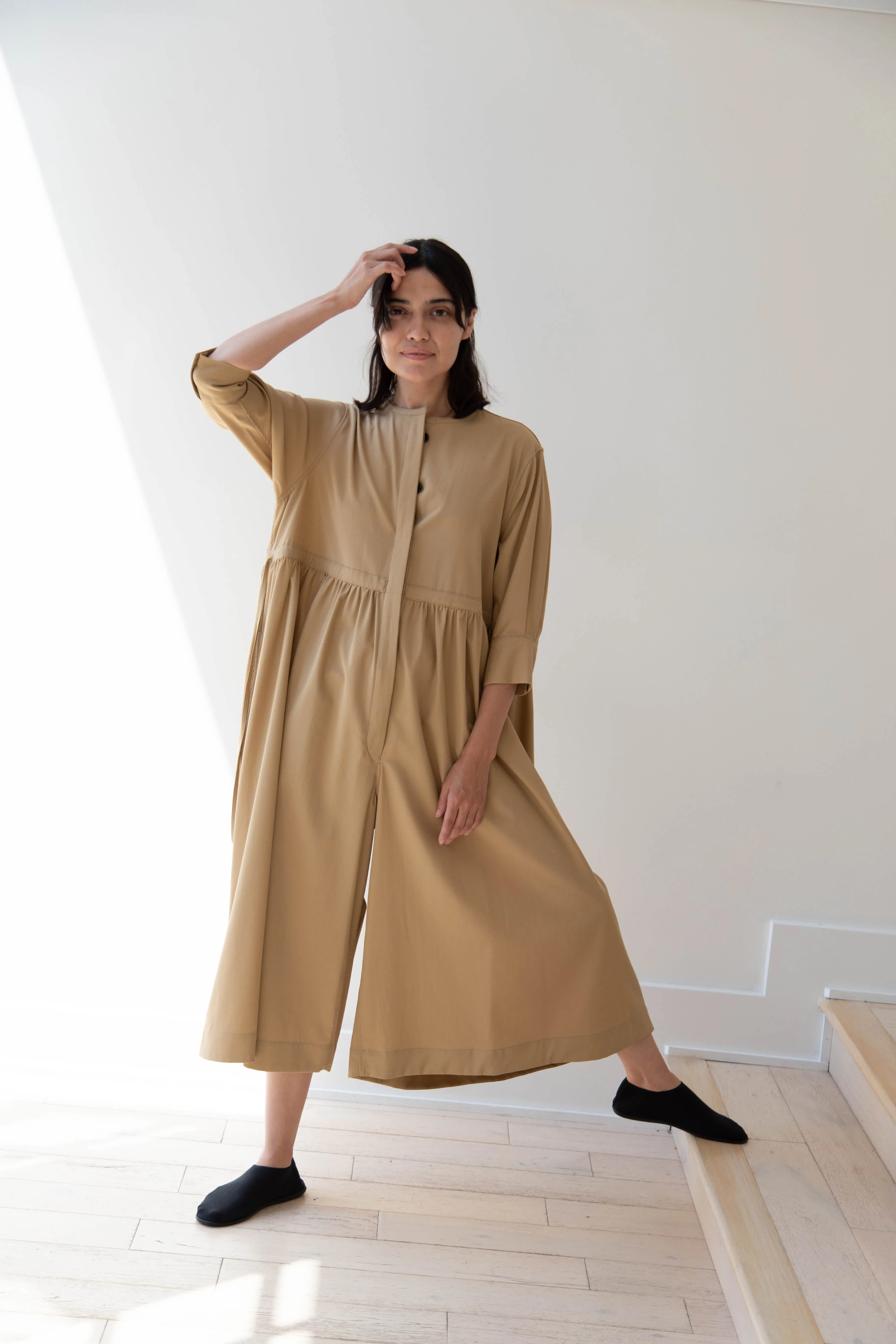 Tenne Handcrafted Modern | Waist String Jumpsuit In Camel