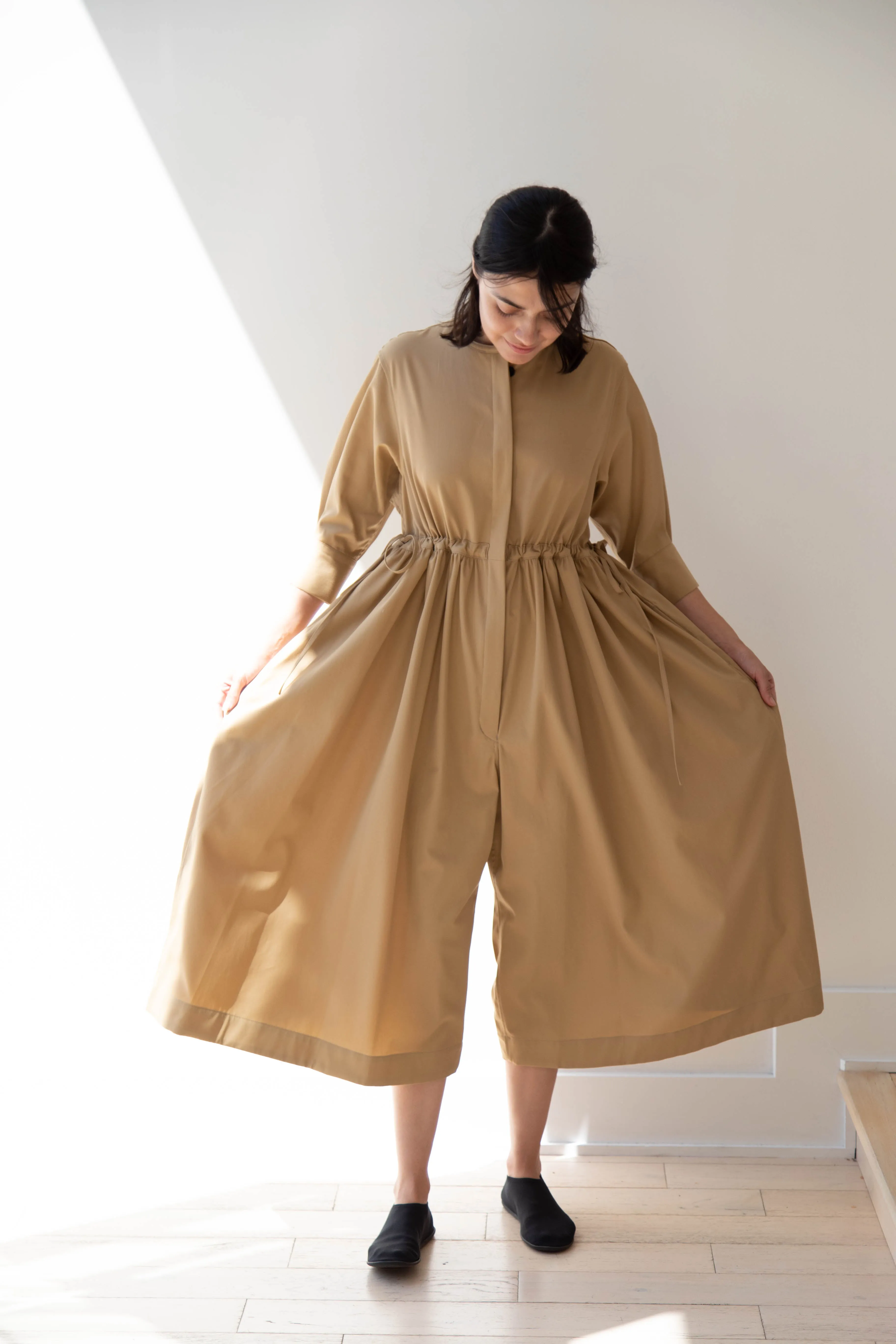 Tenne Handcrafted Modern | Waist String Jumpsuit In Camel