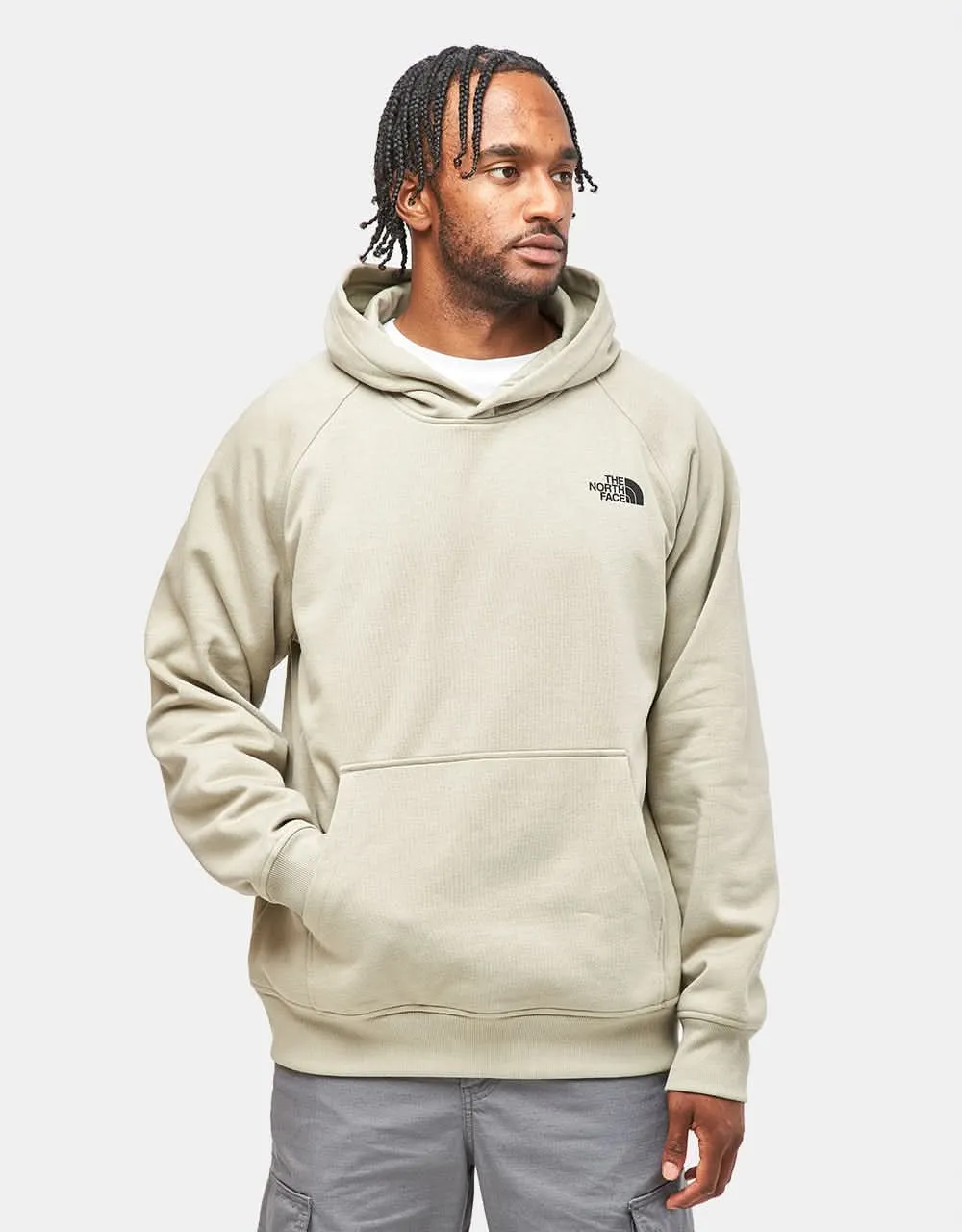 The North Face Raglan Redbox Pullover Hoodie - Clay Grey/TNF Black 3D