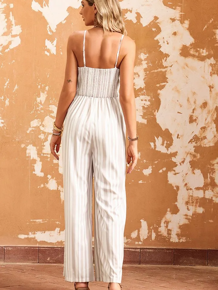 Tied Together Spaghetti Strap Wide Leg Jumpsuit