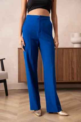 Timeless Straight Cut Plain Pants Royal Blue