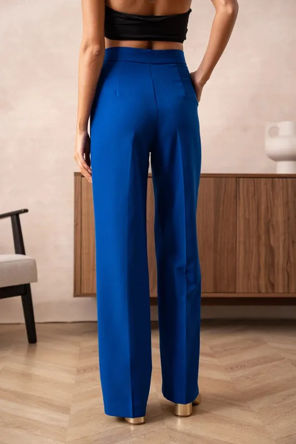 Timeless Straight Cut Plain Pants Royal Blue