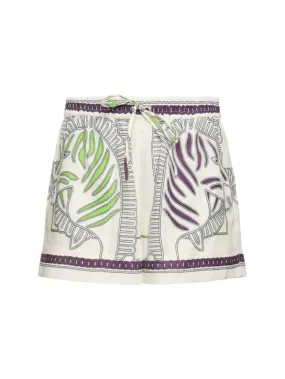 Tory Burch   Printed linen camp shorts 