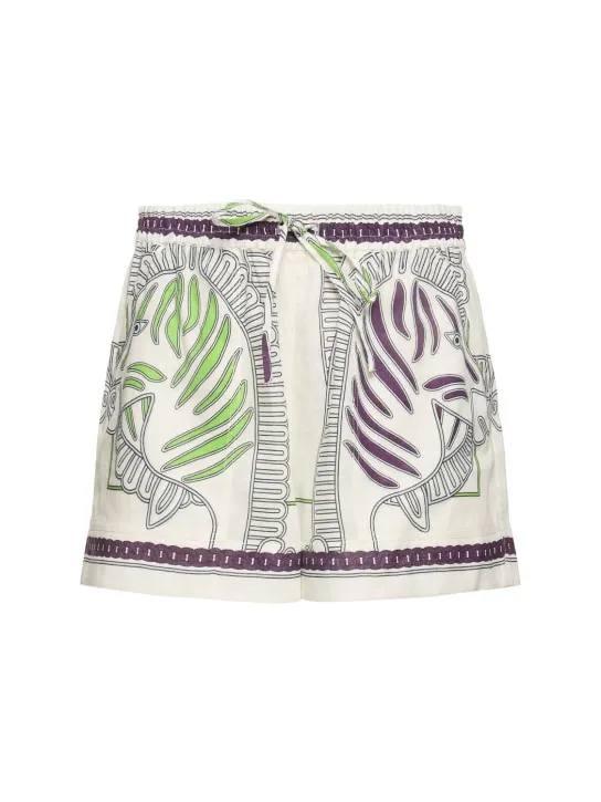 Tory Burch   Printed linen camp shorts 