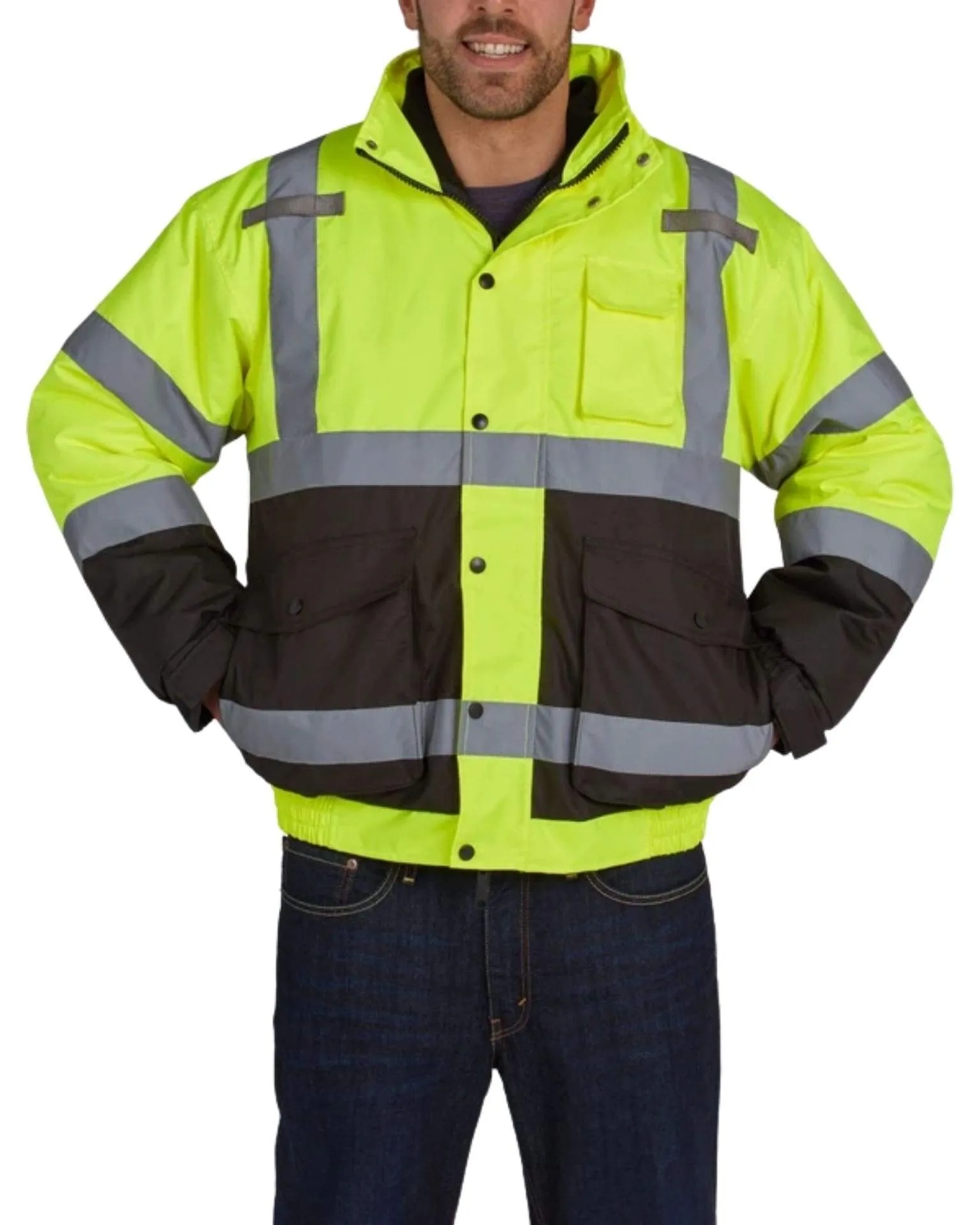 UHV563 HiVis Bomber Jacket with Removable Fleece & Teflon Fabric Protector - Yellow