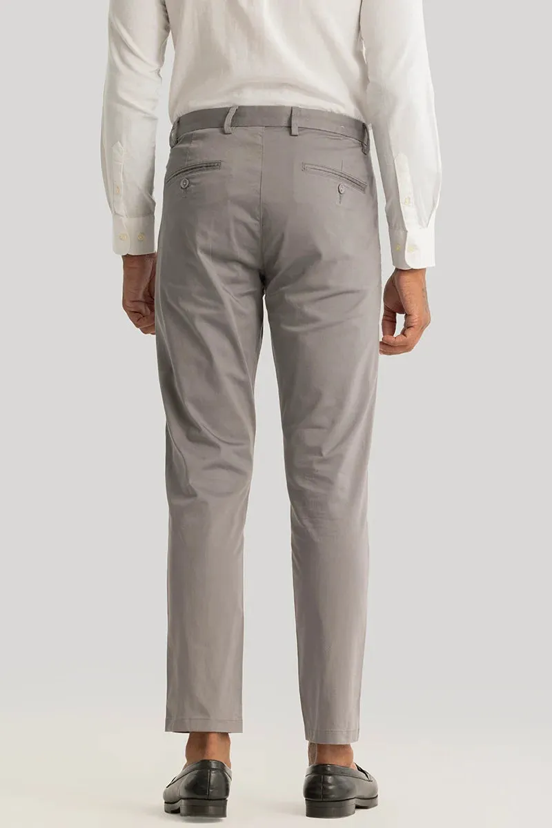 Urban Stride Ash Grey Plain Slim Fit Chinos