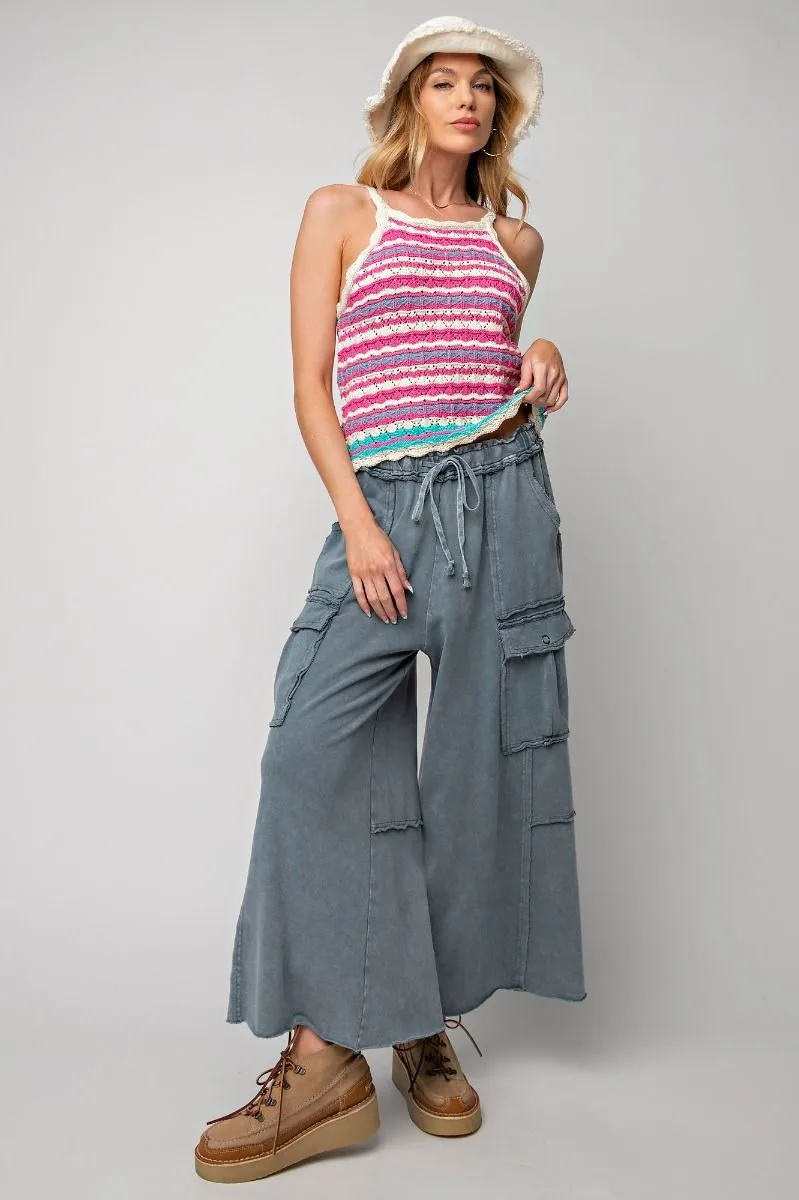 Utility Wide Leg Terry Pants- 2 colors